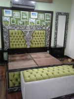 Classic Wooden Carved Cushion Bed - Image 4